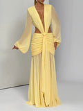 Juliana Deep-V Cutout Maxi Dress