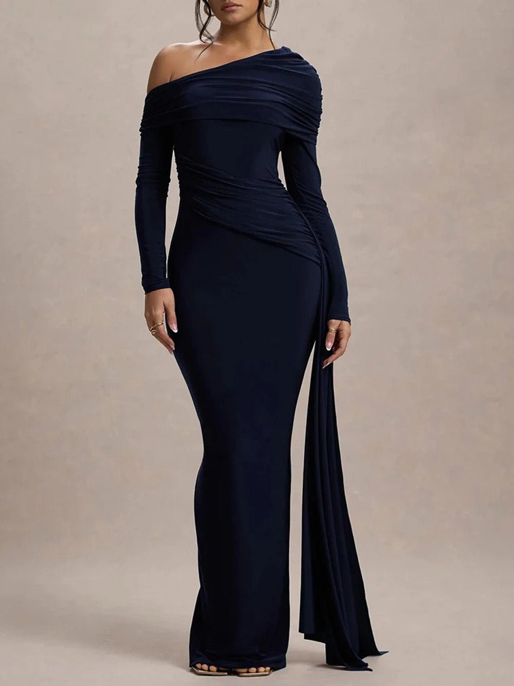 Juliette Ruched One-Shoulder Gown