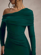 Juliette Ruched One-Shoulder Gown