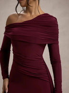 Juliette Ruched One-Shoulder Gown