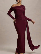 Juliette Ruched One-Shoulder Gown