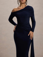 Juliette Ruched One-Shoulder Gown