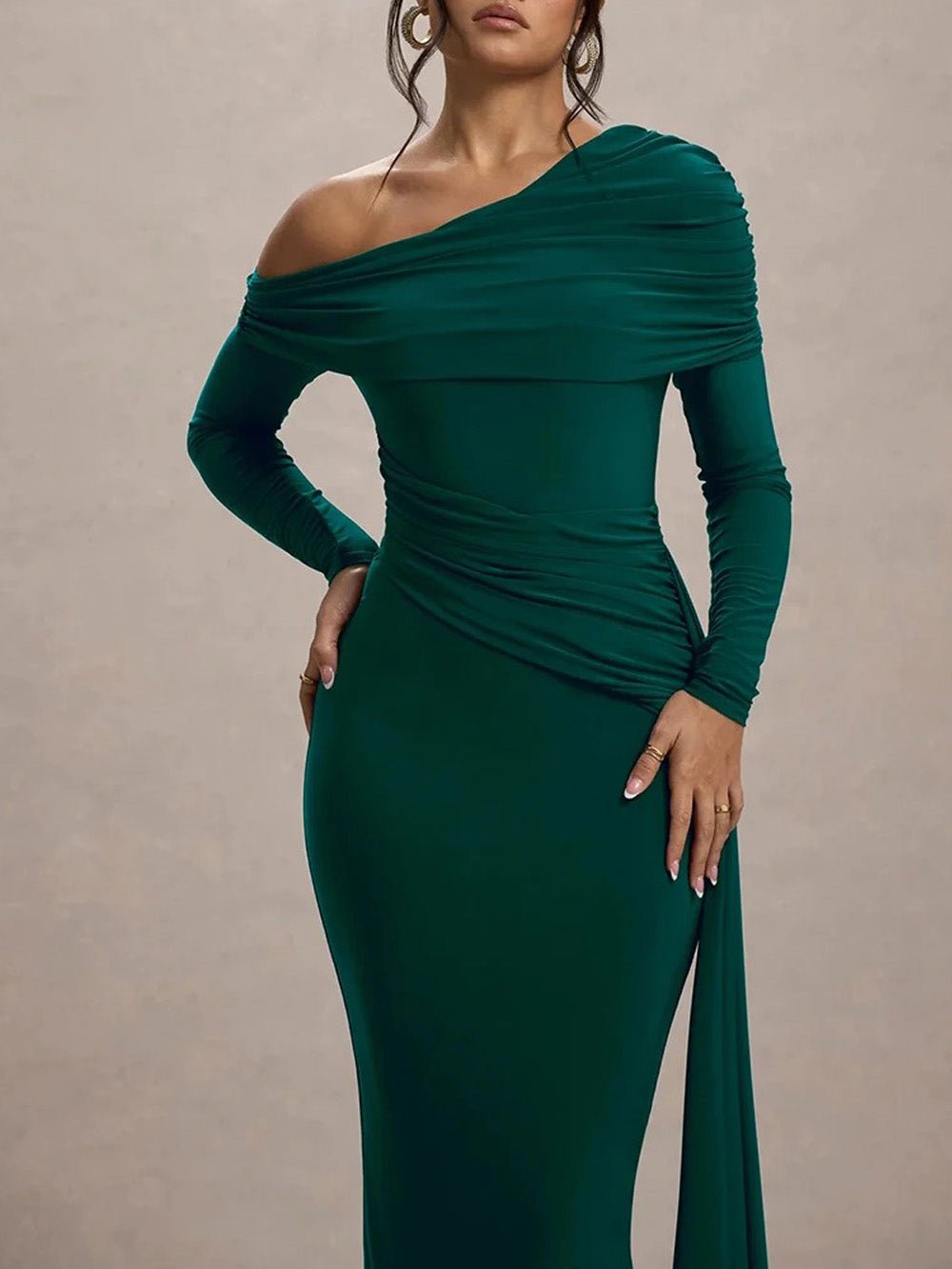 Juliette Ruched One-Shoulder Gown