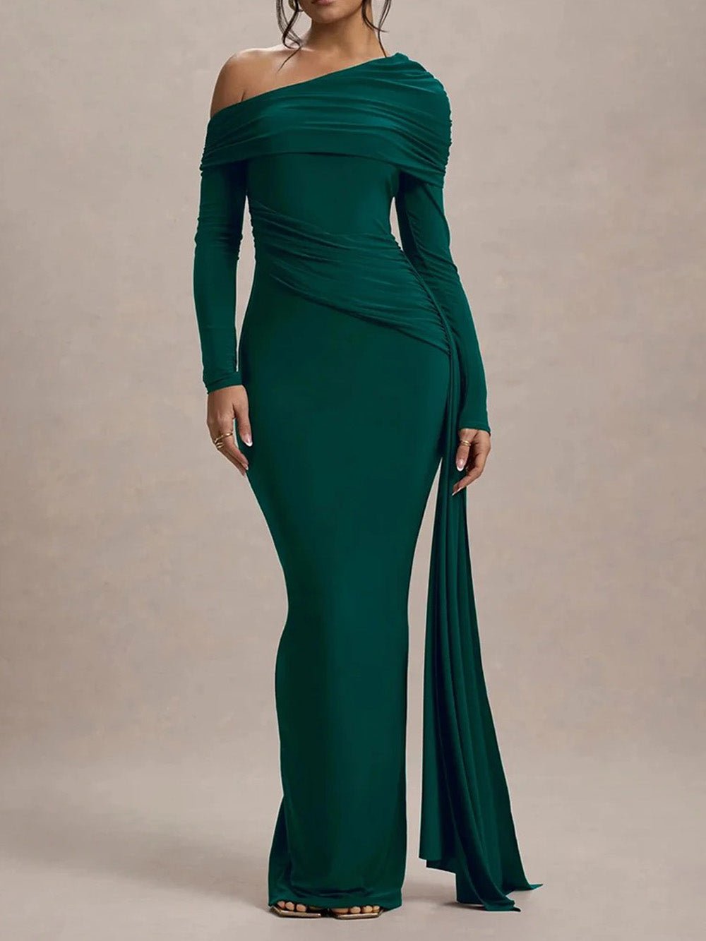 Juliette Ruched One-Shoulder Gown