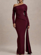 Juliette Ruched One-Shoulder Gown