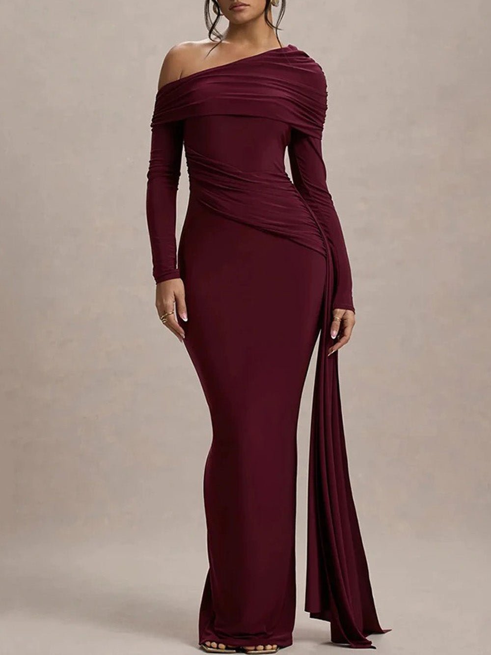 Juliette Ruched One-Shoulder Gown