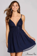 Juniors' Sequin Stylish V-Neck Dress