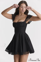Kaia Black Stylish A-Line Mini Dress
