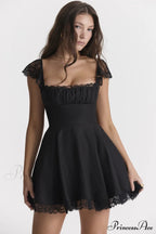 Kaia Black Stylish A-Line Mini Dress