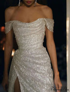 Kaliyah Formal High Charming Slit Lurex Dress