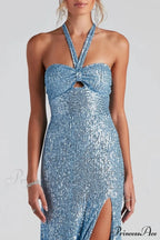 Kasey Formal Stylish Sequin Halter Dress