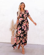 Kassidy Floral Wrap Maxi Dress Black Multi