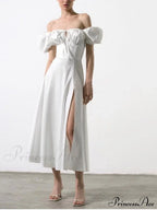 KATIE OFF Stylish SHOULDER MIDI DRESS
