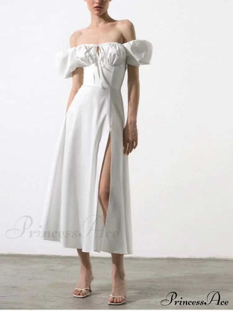 KATIE OFF Stylish SHOULDER MIDI DRESS