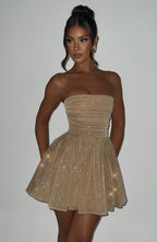 Esther Back Knot Strapless Sparkle Dress