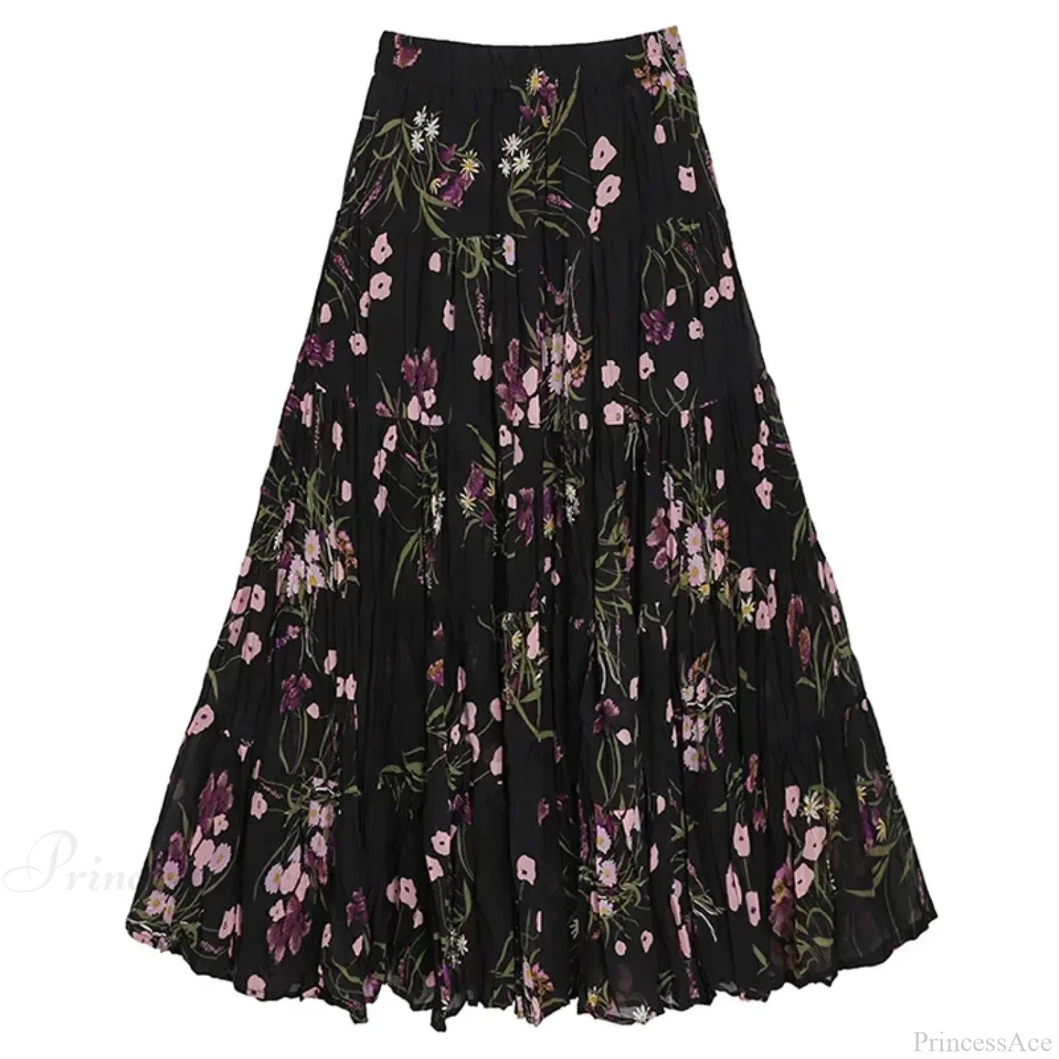 Kawaii Bohemian Floral Maxi Skirt Summer Retro Romantic