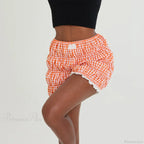 Kawaii Lace Hem Plaid Bloomer Short
