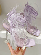 Kayla Rhinestone Feather Toe Heel