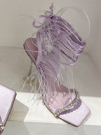 Kayla Rhinestone Feather Toe Heel