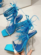 Kayla Rhinestone Feather Toe Heel