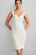 Oriond White Mesh Mini Dress
