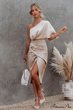 Kelly Satin Stylish Irregular Evening Dress