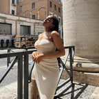 Meet And Greet Knitted Twist Knot Front Tube Maxi Dress