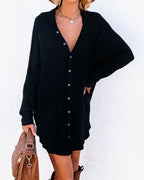 Kennedy Cotton Pocketed Button Down Tunic Black FINAL