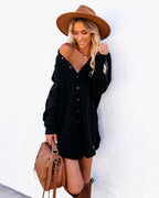 Kennedy Cotton Pocketed Button Down Tunic Black FINAL