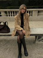 Khaki Long Sleeve Suit Coat
