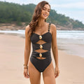 Khaki Metal Buckle Pleate One Piece Swimsuit