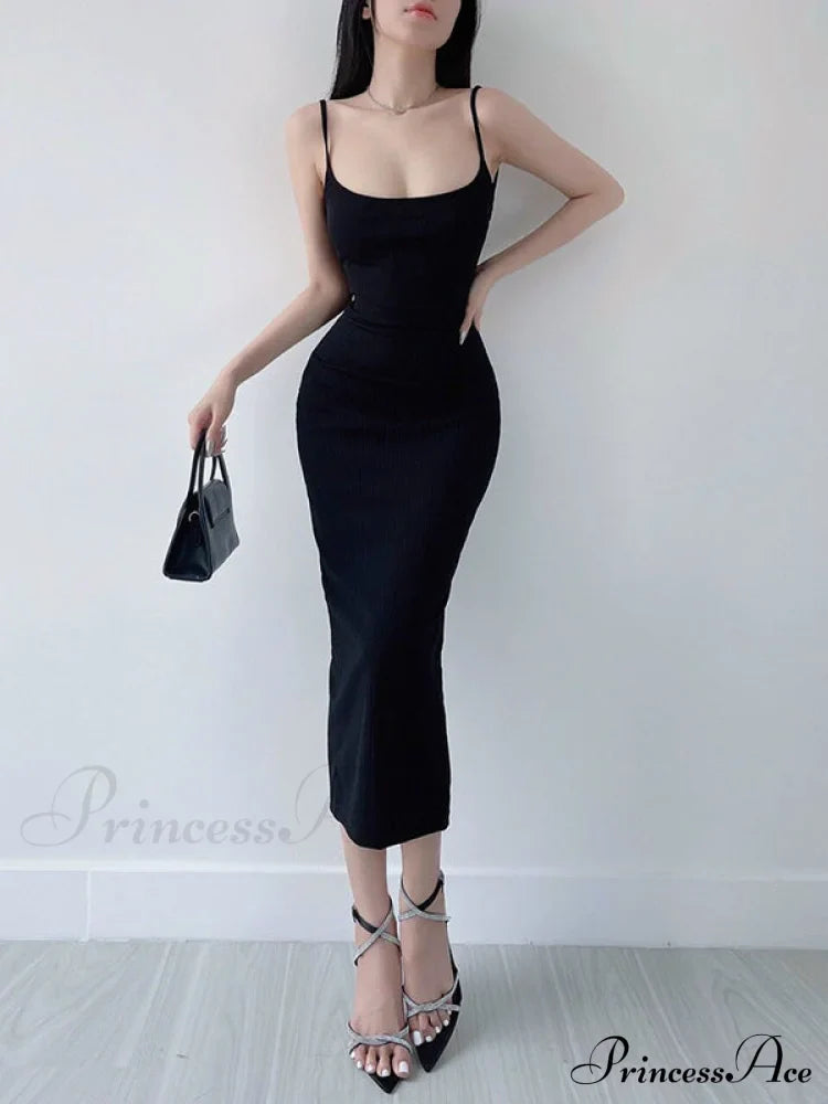 Khaki Midi Bodycon Dress with Spaghetti Straps and Ruched Detail