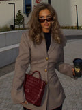 Khaki Plaid Suit Coat