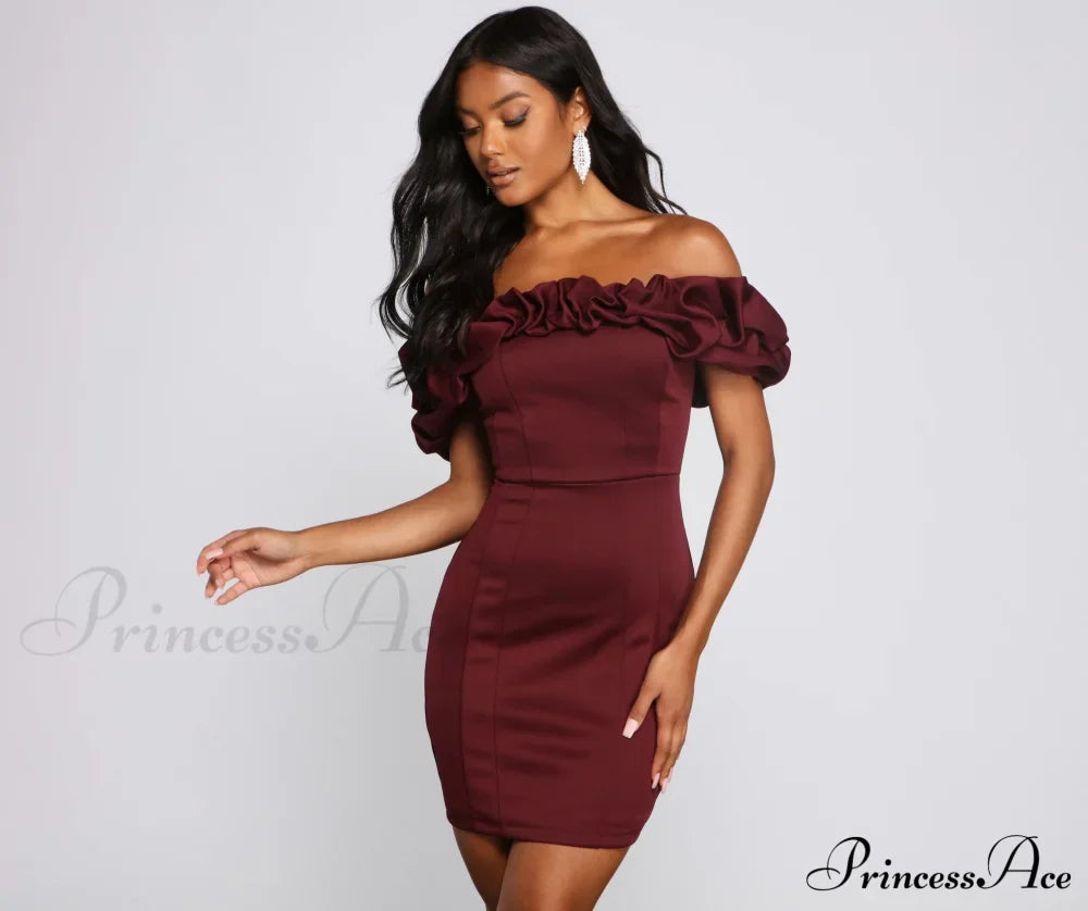 Kiari Formal Off Charming the Shoulder Ruffled Dress