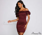 Kiari Formal Off Charming the Shoulder Ruffled Dress