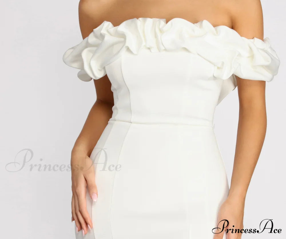 Kiari Formal Off Charming the Shoulder Ruffled Dress