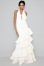 Yaric Halter Backless Cake Maxi Dress
