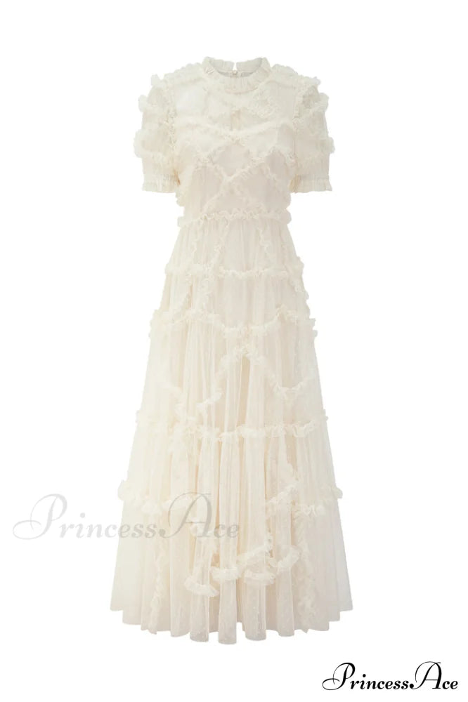 Kinley Ruched Ruffle Charming Hem Maxi Dress