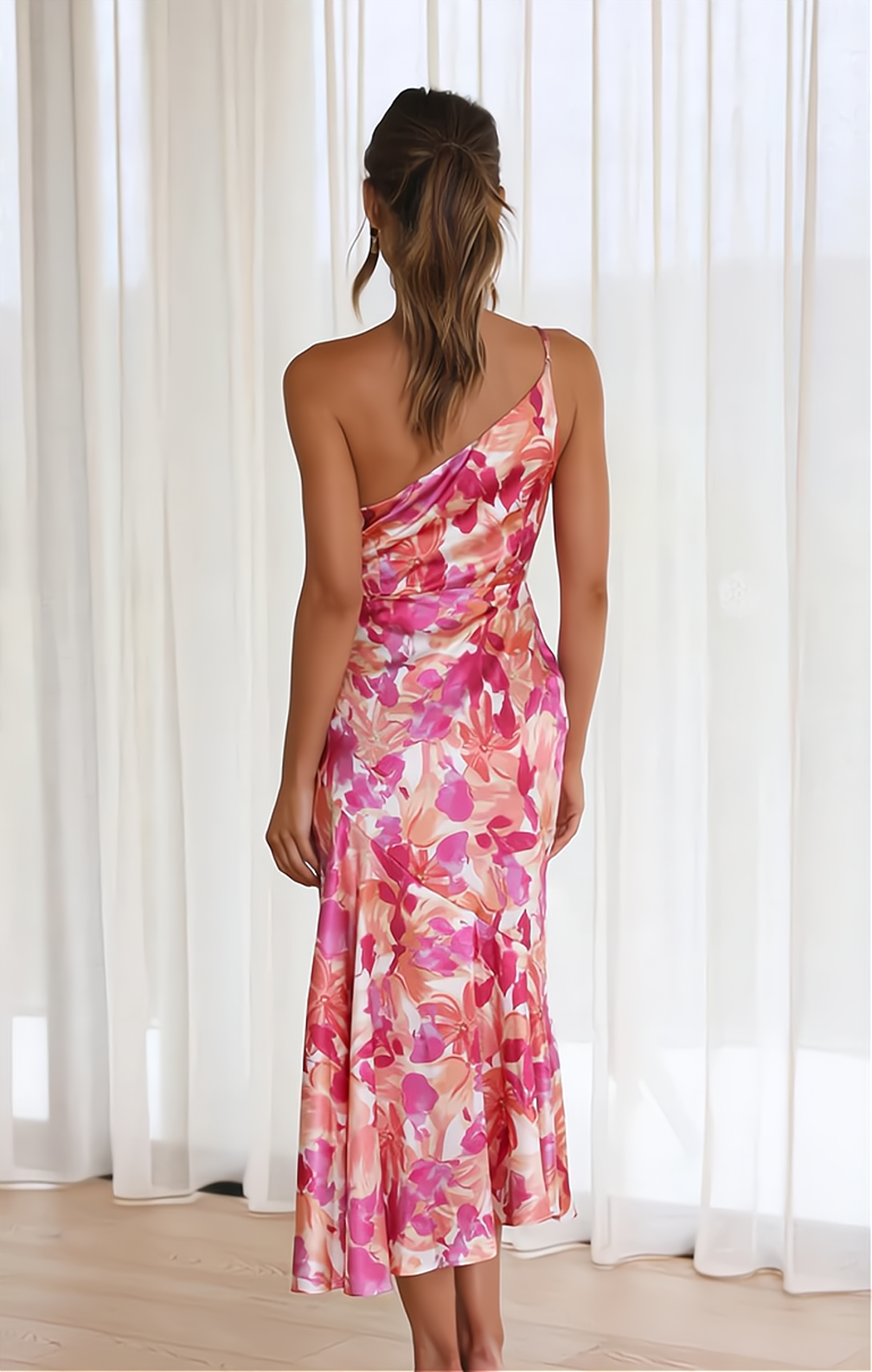 Marcia Minimalist Off the Shoulder Floral Dress Evening Wear Edit