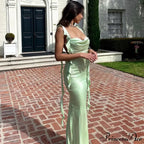 Knit Cut Out Backless Party Club Robes Maxi Dress