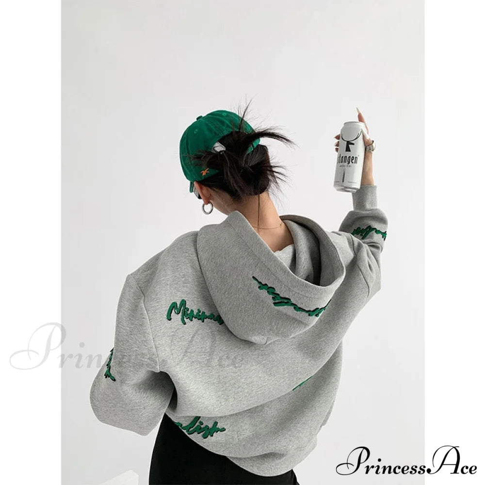 Knit Lettering Stylish Embroidery Hoddie