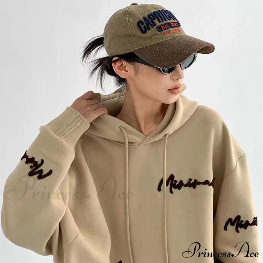 Knit Lettering Stylish Embroidery Hoddie