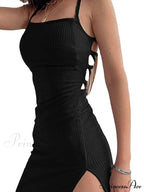 Knit Split Thigh Dress in Green