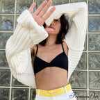 Knit Sweater Stylish Cropped Sleeve