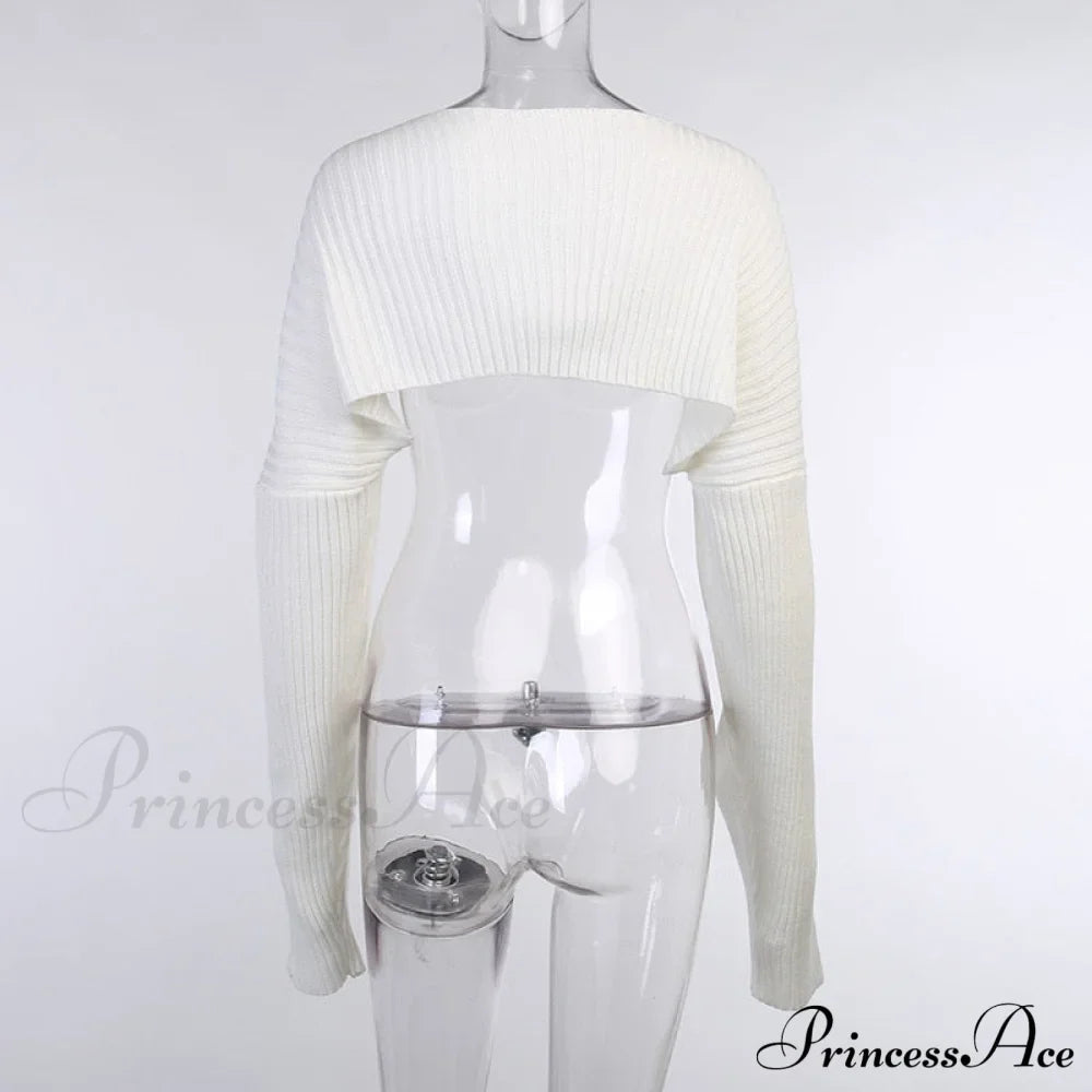 Knit Sweater Stylish Cropped Sleeve