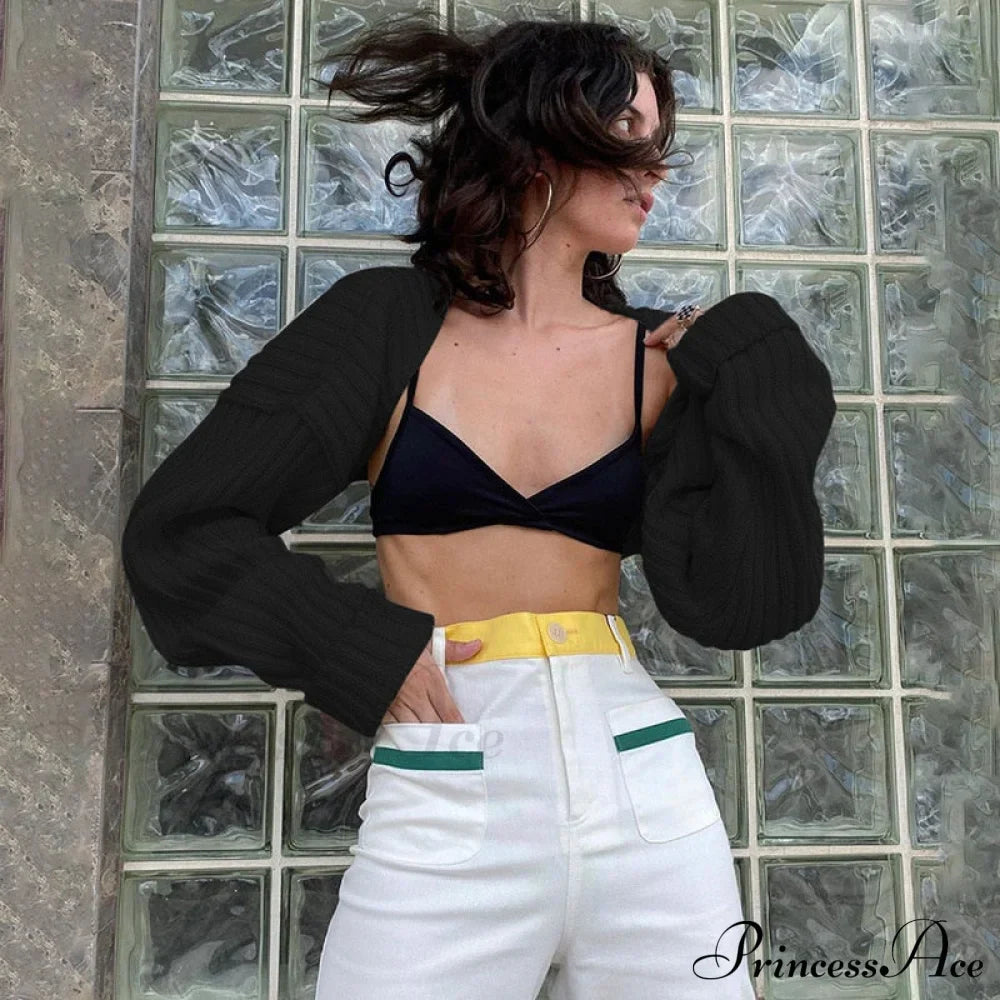 Knit Sweater Stylish Cropped Sleeve