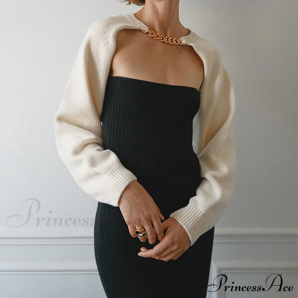 Knit Sweater Stylish Cropped Sleeve