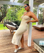 Knit Twisted Stylish Tube Midi Dress