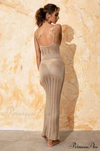 Knitted Cutout V Charming Neck Cover Up Dress