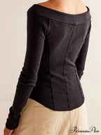 Knitted Patchwork Solid Color Long Sleeve Double Zip Up T-shirts